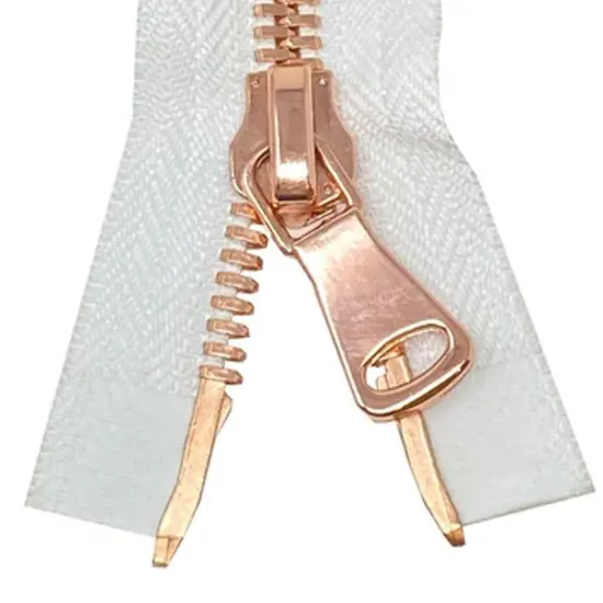 Metal 8MM Two Way Separating Zipper White Rose Gold {3}