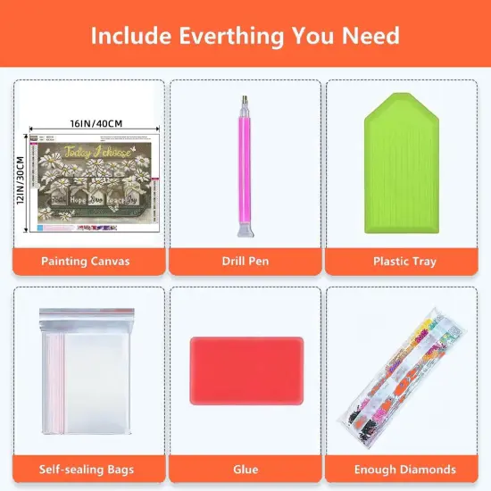 Diamond Art Kits for Adults, Inspirational Diamond Painting Kits for Beginners, 5D Daisy Round Full Drill Gem Art for Adults, Paint by Diamonds Pictures DIY Crafts Kits 16x12inch {4}