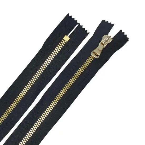 5MM Closed Bottom Zipper Black Tape Brass Teeth 7 Inche {2}