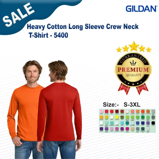 Gildan&reg; Heavy Cotton Long Sleeve Crewneck T-Shirt Black {2}