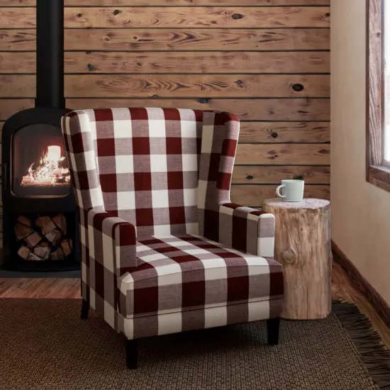 Buffalo Crimson - Red & Burgundy Check & Houndstooth,Plaid Upholstery Fabric 54 Inches" {2}