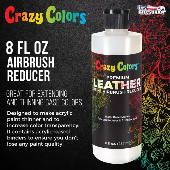 Premium Leather Paint Airbrush Thinning Reducer and Extender Base, 8 oz Bottle - Thin Water-Based Acrylic Leather Paint, Improve Color Flow - Brush or Spray on Shoes, Jackets, Purses {2}