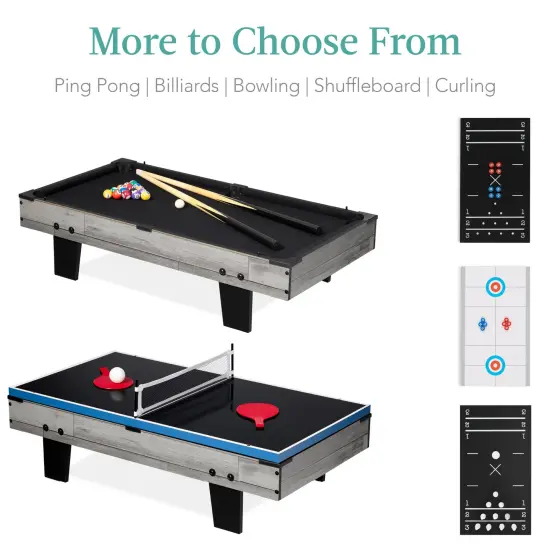 Best Choice Products 11-in-1 Kids Combo Game Set w/ Ping Pong, Foosball, Air Hockey, 5 Accessory Bags Gray {4}