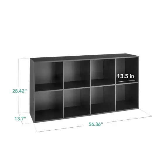 Best Choice Products 8-Cube Bookshelf, 13.5in Display Storage System, Organizer w/ Removable Back Panels Black {2}