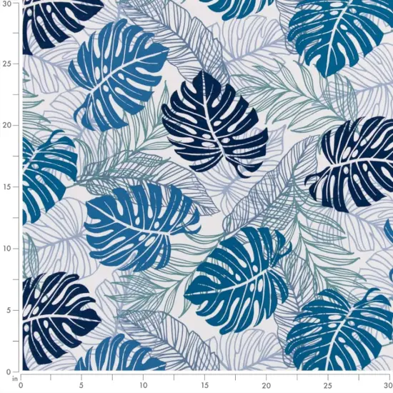 Lake - Blue Leaves,Tropical & Botanical Upholstery Fabric 54 Inches" {4}