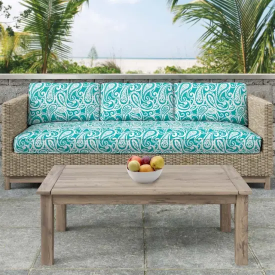 Caribbean - Aqua & Teal Paisley Upholstery Fabric 54 Inches" {3}