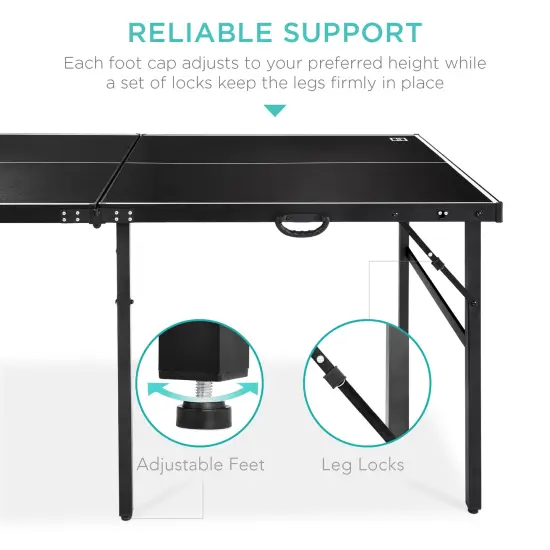 Best Choice Products 6x3ft Portable Ping Pong Table Game Set, Folding Table Tennis w/ 2 Paddles, Balls Black {1}