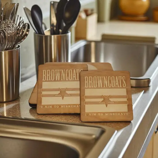 Browncoats Coaster Set of two 4x4in Raw Wood {5}