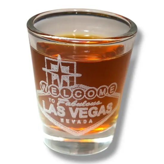2oz Welcome to Las Vegas Shotglass LASER {1}