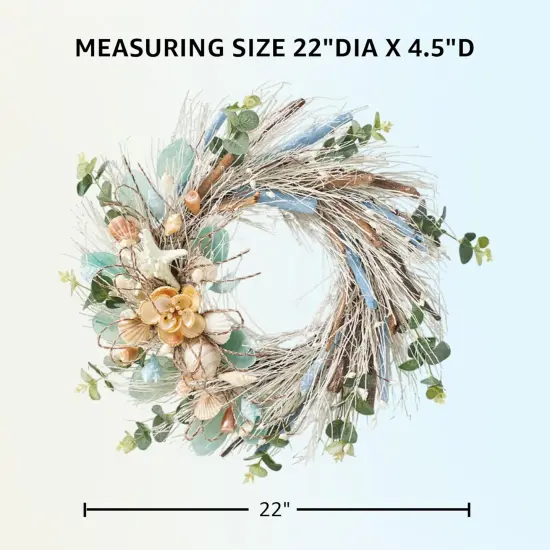 Coastal Shell Wreath 22" Handcrafted Decorations Christmas Gift - Holiday Tree {4}