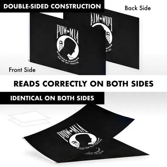 G128 - 5 Feet Tangle Free Spinning Flagpole (Black) POW/MIA Flag Double Sided Brass Grommets Embroidered 2x3 ft (Flag Included) Aluminum Flag Pole {3}