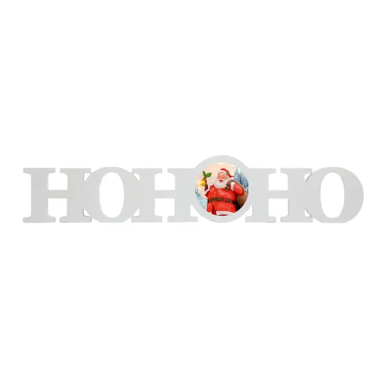 Sublimation Christmas White Coated Wood Word Blocks D&eacute;cor for Holiday&ndash; Sublimation Ready with 3.74&rdquo; Plate- HoHoHo {1}