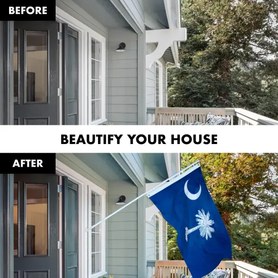 G128 - 6 Feet Tangle Free Spinning Flagpole (White) South Carolina Flag Brass Grommets Embroidered 3x5 ft (Flag Included) Aluminum Flag Pole {3}