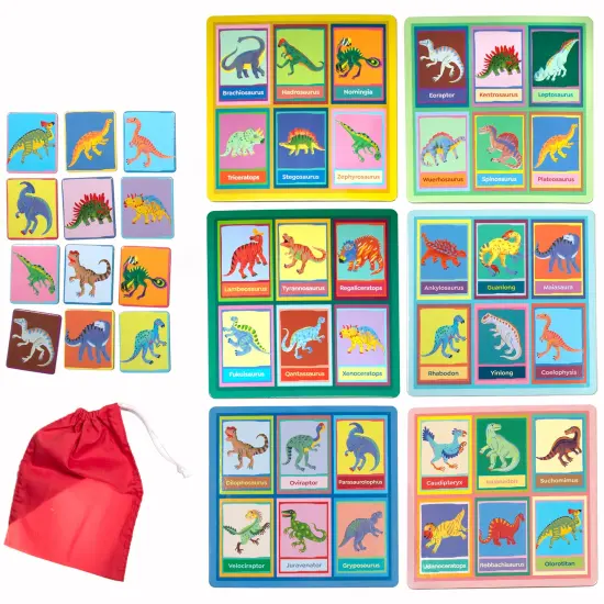 eeBoo: Dinosaur Bingo - Prehistoric Theme Classic Matching Board Game, Colorful Illustration Card Tiles, Learn Dinosaur Names, Kids 5+, 2-6 Players {4}