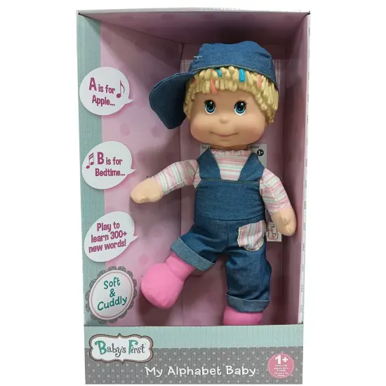 Baby's First: My Alphabet Boy Doll - Blue Denim Overalls -Interactive Singing Musical Doll, Teaches ABC's & Fun Words, Soft Toy, Kids-Toddler Age 1+ {3}