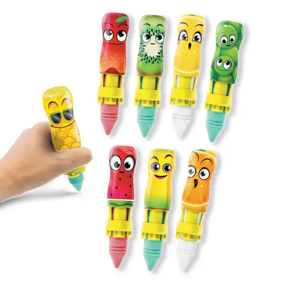 Lanard Chalkie: Twin Pack - Fruit Chalk Stick - 8 Cute Face Character Holders, 8 Washable Sticks & 2 Erasers, Indoor-Outdoor Art, Play, Kids Ages 3+ {3}