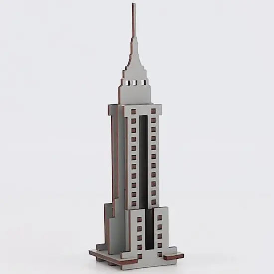 Little & Wood: Woodlet: Medium - Empire State Building - Grey, 3D Wooden Kit-Set, New York Landmark Puzzle, Pop Build Fun, Easy Assembly, Ages 6+ {6}