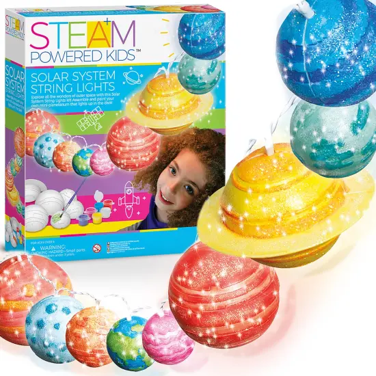 4M: STEAM Powered Kids: Solar System String Lights - Assemble & Paint Your Mini-Planetarium, LED Lights, DIY Outer Space Art & Craft Kit, Kids Ages 5+ {3}