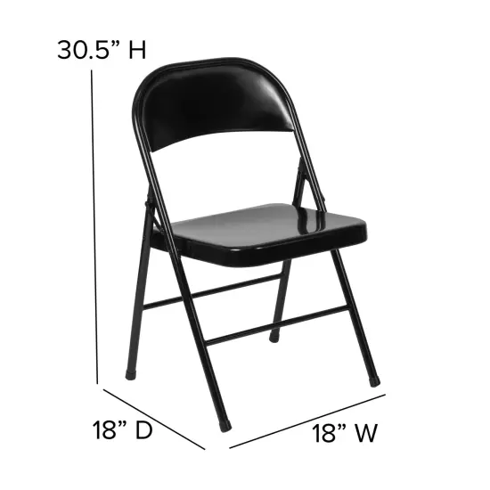 Emma and Oliver 4 Pack Double Braced Commercial Party Events Steel Metal Folding Chair Black {4}