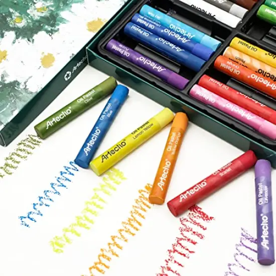 24 Colors (10x70mm), Soft Oil Pastels for Art Painting, Drawing, Blending, Oil Crayons Pastels Art Supplies for Artists, Beginners, Students, Teachers {1}