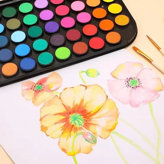 48 Colors Watercolor Paint Setwith 3 Paint Brushes, Water Color Paints Sets, Washable Water Colors {6}