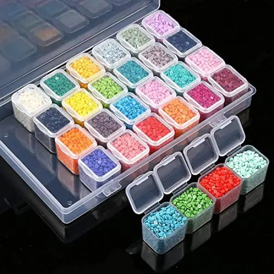 2 Pack 28 Slots Plastic Craft Organizer Case Diamond Storage Box(2pcs) {1}
