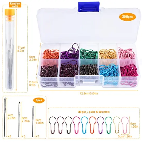 300 Pieces Crochet Markers, Metal Stitch Markers for Crocheting, Crochet Accessories and Supplies, Stitch Markers for Knitting and Crocheting, Safty Pins for Fabric and Paper {1}