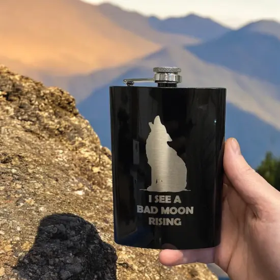 8oz BLACK I See a Bad Moon Rising Flask {6}