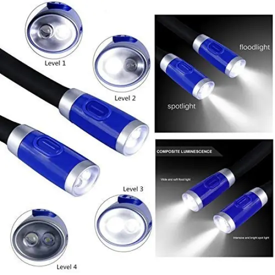 Rechargeable LED Book Light, Neck Hug Reading Lights for reading in Bed, Hand-Free Super Flexible, 3 Adjustable Brightness Levels, Perfect for Bookworms, Kids, Reading In Car, Crafts {6}