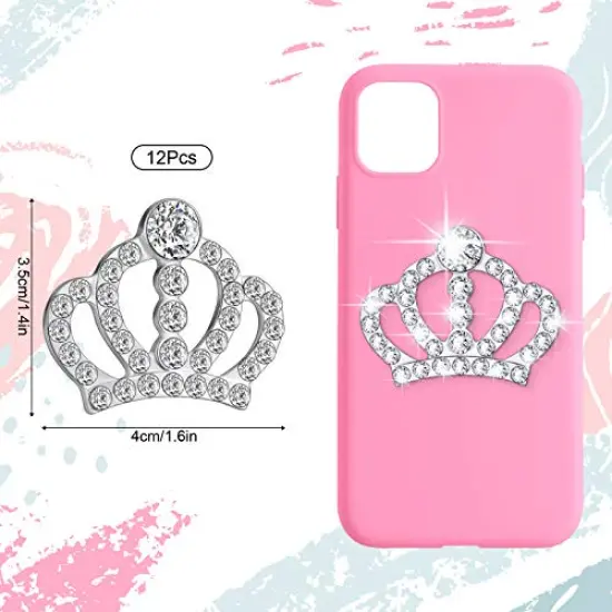 48 Pieces Crystal Rhinestone Crown Embellishments Rhinestone Embellishments Flatback Crystal Accessory for DIY Crafts Jewelry Making Phone Back Shell Wedding Decoration and Present Decoration {6}