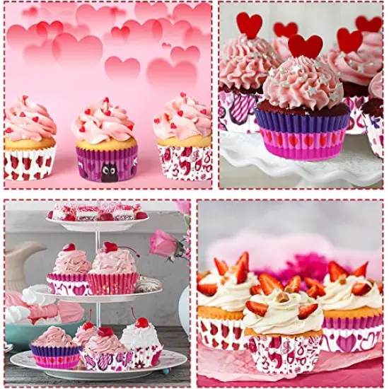 450 Pieces Valentine's Day Cupcake Liners Heart Baking Cups Cupcake Wrappers Paper Wraps Muffin Liners for Valentine's Day Wedding Birthday Party Candy Cake Decorations Supplies (9 Designs) {4}