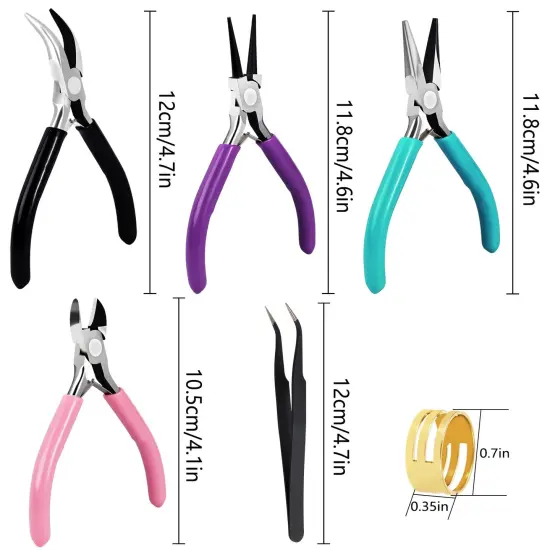 4 Pieces Jewelry Pliers Jewelry Making Pliers Tools Kit with Needle Nose Pliers/Chain Nose Pliers, Round Nose Pliers, Bent Nose Pliers, Wire Cutters for Wire Wrapping Earring Craft Making Supplies {1}