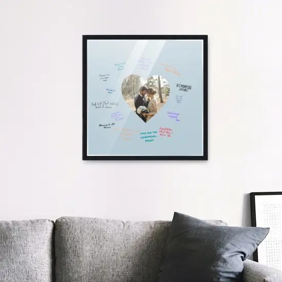 Autograph Black Wood Frame with Heart Blue Mat - Perfect for Event Signatures, Full-Color Pen Set Included - 3 Sizes Available {5}