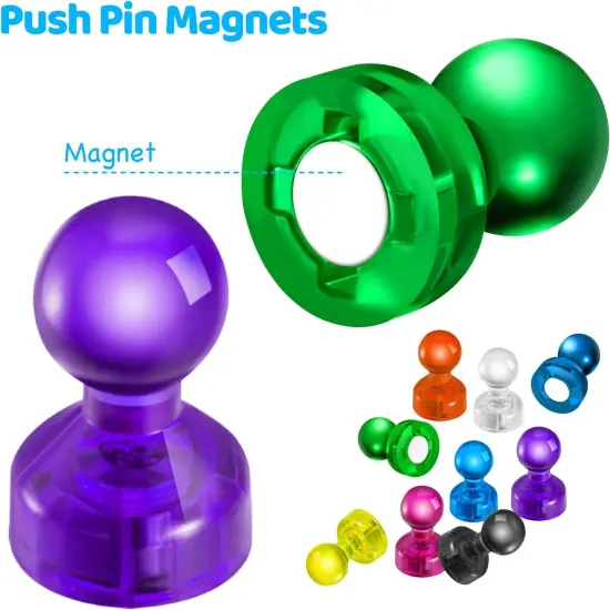 90 Pieces Colorful Strong Magnetic Push Pin Magnets, Office Classroom Magnets,8 Assorted Color, Perfect to use as Kitchen Home and School, Map Magnets,Whiteboard Magnets {1}