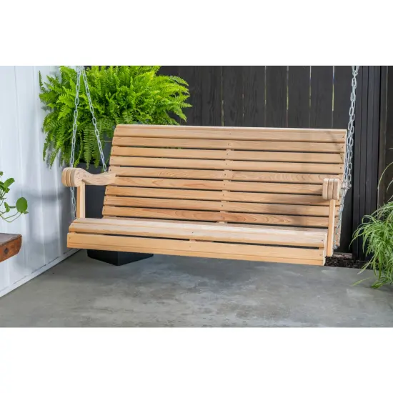 Hershy Way Cypress Porch Swing, USA Amish Made 4 Foot Wooden Swing with Zinc Chain, Supports up to 500 lbs {3}