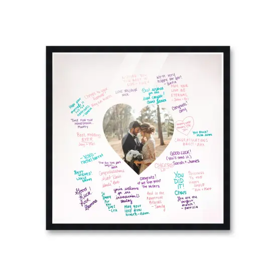 Autograph Black Wood Frame with Heart White Mat - Perfect for Event Signatures, Full-Color Pen Set Included - 3 Sizes Available {2}