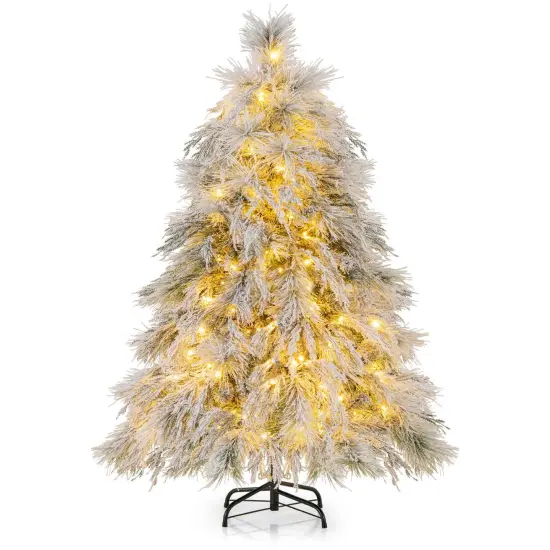Costway 4.5/6/7 FT Pre-Lit Artificial Christmas Tree with 279/519/743 PVC & Pine Needles & PE Tips {9}