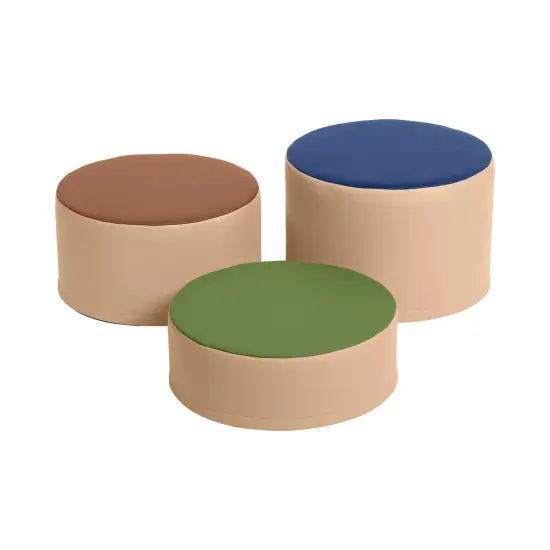 SoftZone Colorful Stump Stool Set, 3-Piece Earthtone {1}