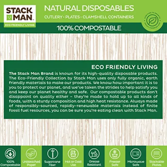 125 Pieces 100% Compostable Paper Plates, Heavy Duty Disposable Plates 9 Inch Plates - Eco-Friendly, Biodegradable Sugarcane Bagasse, Natural Unbleached Brown 9" Dinner Paper Plate Disposable {5}