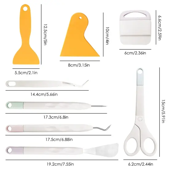 8 Pieces Weeding Tools for Vinyl, FineGood Weeding Tool Set Basic Craft Removal Kits Scissors Scraper Spatula Tweezers for Die Cut Cardstock Scrapbooking {1}