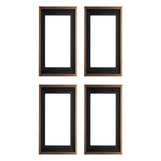 Creative Mark Illusions Floater Frame For 3/4" Deep Canvases - Black w/Antique Gold Edge - Set of 4 - For Galleries & Home Decor - Wood Floater Frames for Canvas Paintings- Complete Hanging Hardware {1}