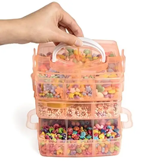 Jewelry Making Kit - 1000 Multi-Shaped Beads with Clasps and Beading String, Organized Storage Case, Ages 6 and Up {1}