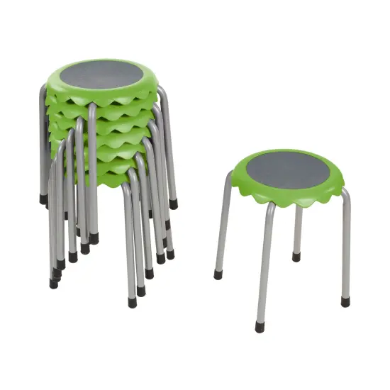Daisy Stackable Stool Set, Flexible Seating, 8-Piece Grassy Green {1}