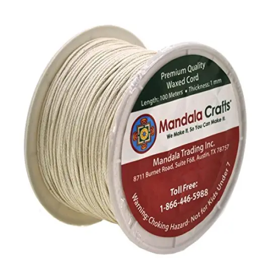 109 Yards Mandala Crafts Cream 1mm Waxed Cord for Jewelry Making -Cream Waxed Cotton Cord for Jewelry String Bracelet Cord Wax Cord Necklace String {1}