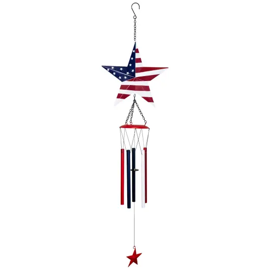 Northlight Stars and Stripes Patriotic Outdoor Garden Windchime - 36" Multi {3}