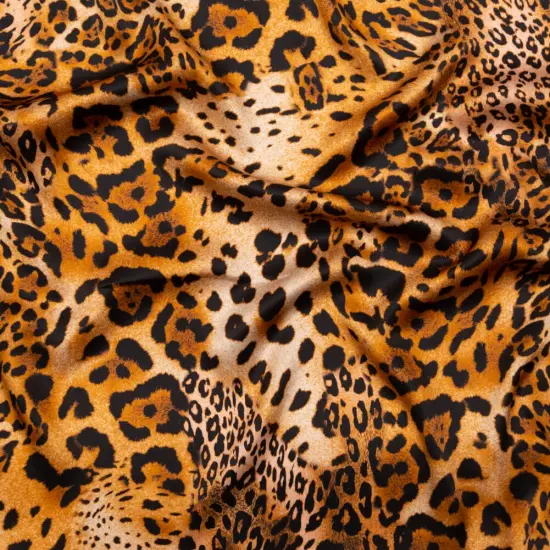 1 Yard Italian Silk Charmeuse Mood Exclusive Jaguar Speckled Print Golden Brown 55 Inches Wide {1}