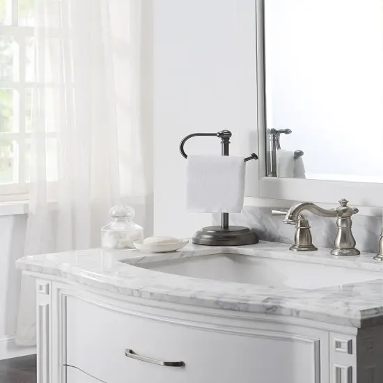 Heavy Weight Classic Decorative Metal Fingertip Towel Holder Stand Black {2}