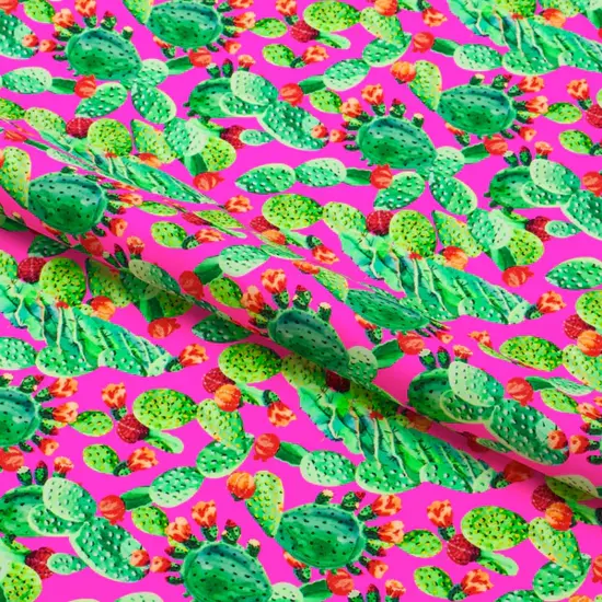 Cactus Leaves Printed Spandex Fabric Width 55/56" {3}