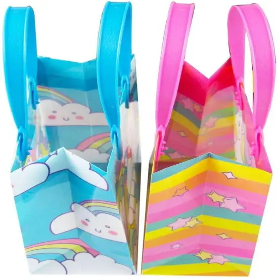 Tiny Mills Unicorn Party Favor Bags Treat Bags with Handles, Unicorn Rainbow Pink Blue Candy Bags Goodie Bags for Birthday Party, Party Supply Decoration, 12 Pack {3}