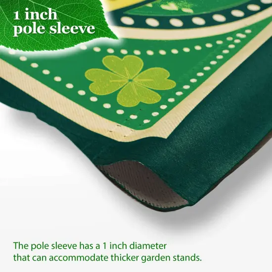 G128 Combo Pack: Garden Flag Stand 36x16IN & Garden Flag Happy St. Patrick's Day Pot Gold Printed 12x18IN Double Sided {2}